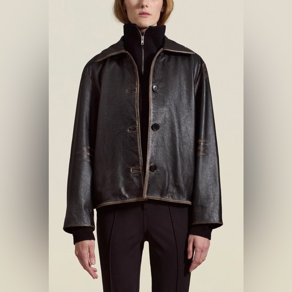 Kallmeyer Jackets & Blazers - Kallmeyer Remi Cropped Jacket Leather Black Distressed Large